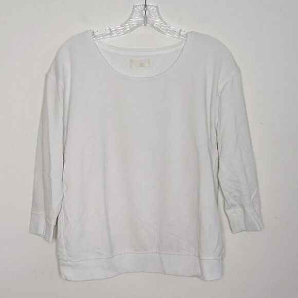 Tops - White 3/4 Sleeve Crewneck Shirt Draped Open Back